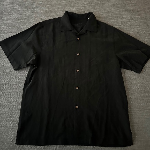 Tommy Bahama Other - Tommy Bahama Silk Shirt Mens S Black Goodbye Merlot Wine Embroidered